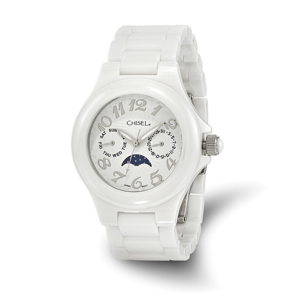 Kazi Luxury Ladies Chisel White Ceramic White Dial Watch